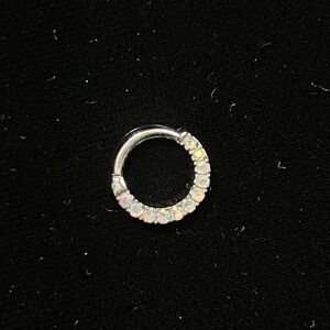 Maria Tash - White Gold Opal Horizontal Eternity Hoop Earring - Single